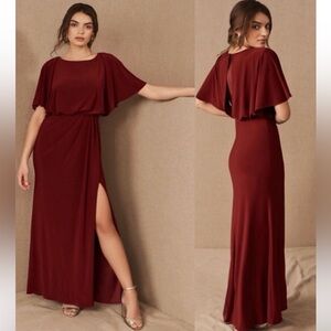 Anthropologie BHLDN Lena Bridesmaid Dress Wine Burgundy Size 12
